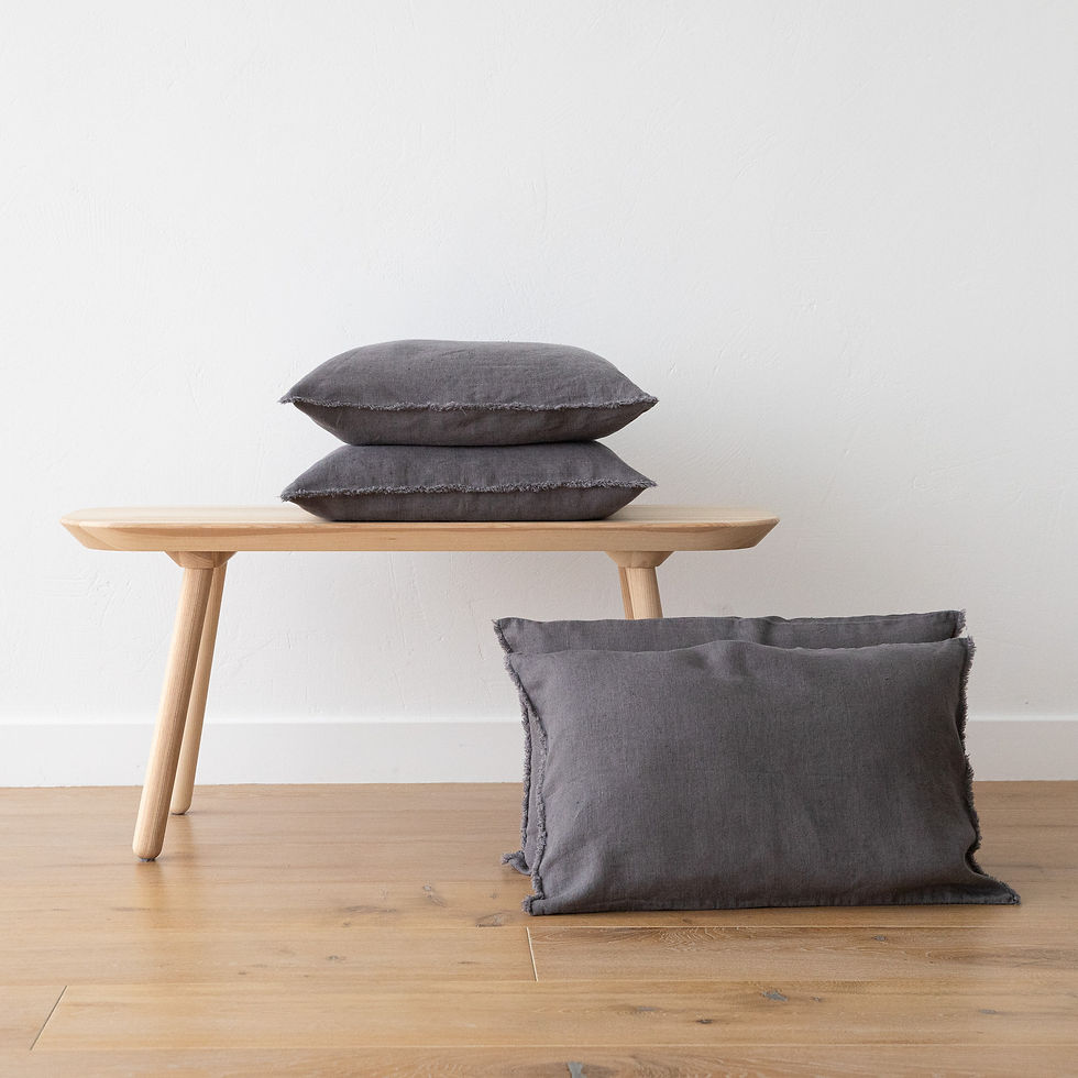 Thumbnail: Heavy weight Linen pillow case with hand made fringes 8 colors. Standard, queen