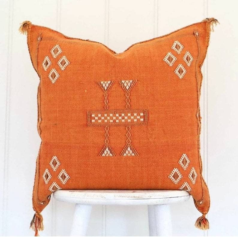 Thumbnail: Cactus silk pillow, Moroccan Sabra cushion, handmade cactus silk pillow, Berber