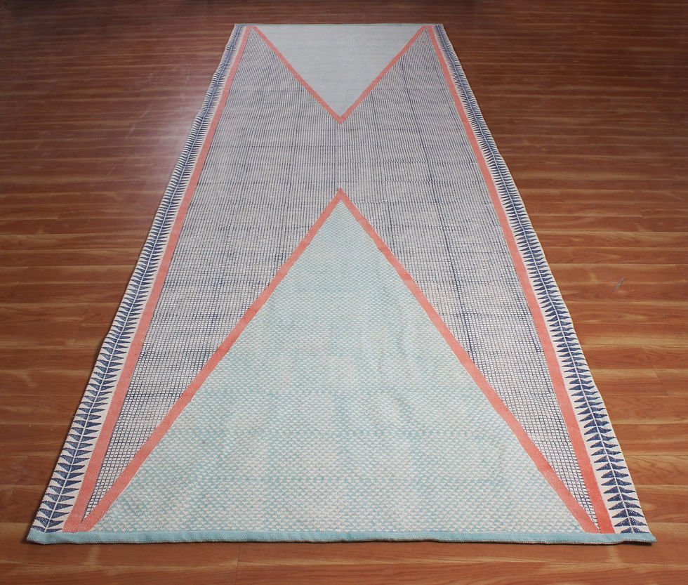 Thumbnail: Hallway runner kilim cotton carpet Kitchen dining room rug Hand block printed a