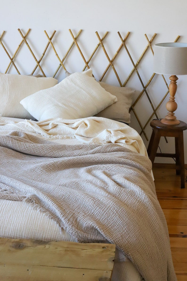 Thumbnail: Soft Organic Cotton Gauze Blanket, Muslin King Queen Bedspread, Muslin Throw Bl