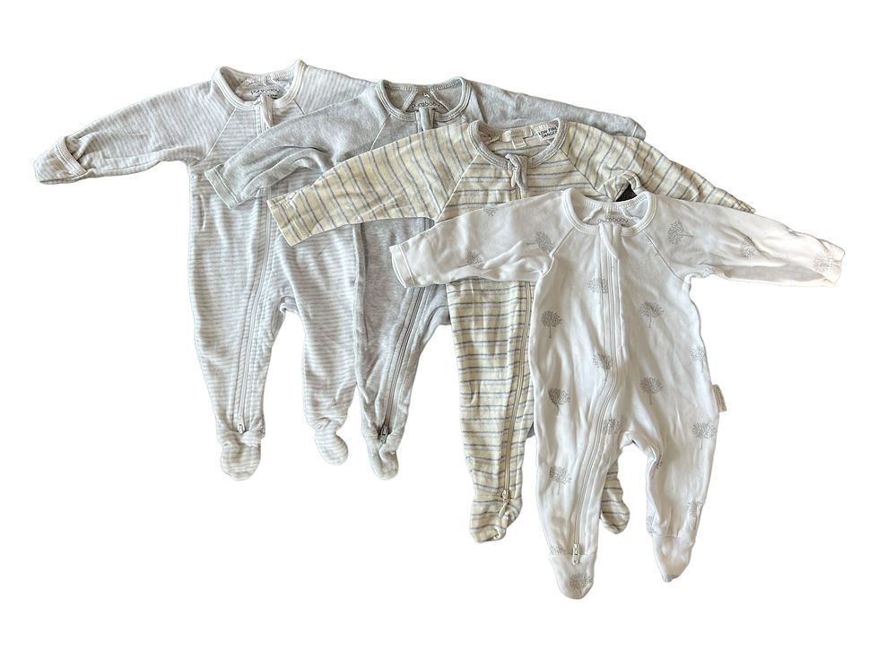Purebaby pack of 4 zip growsuits size newborn 0000