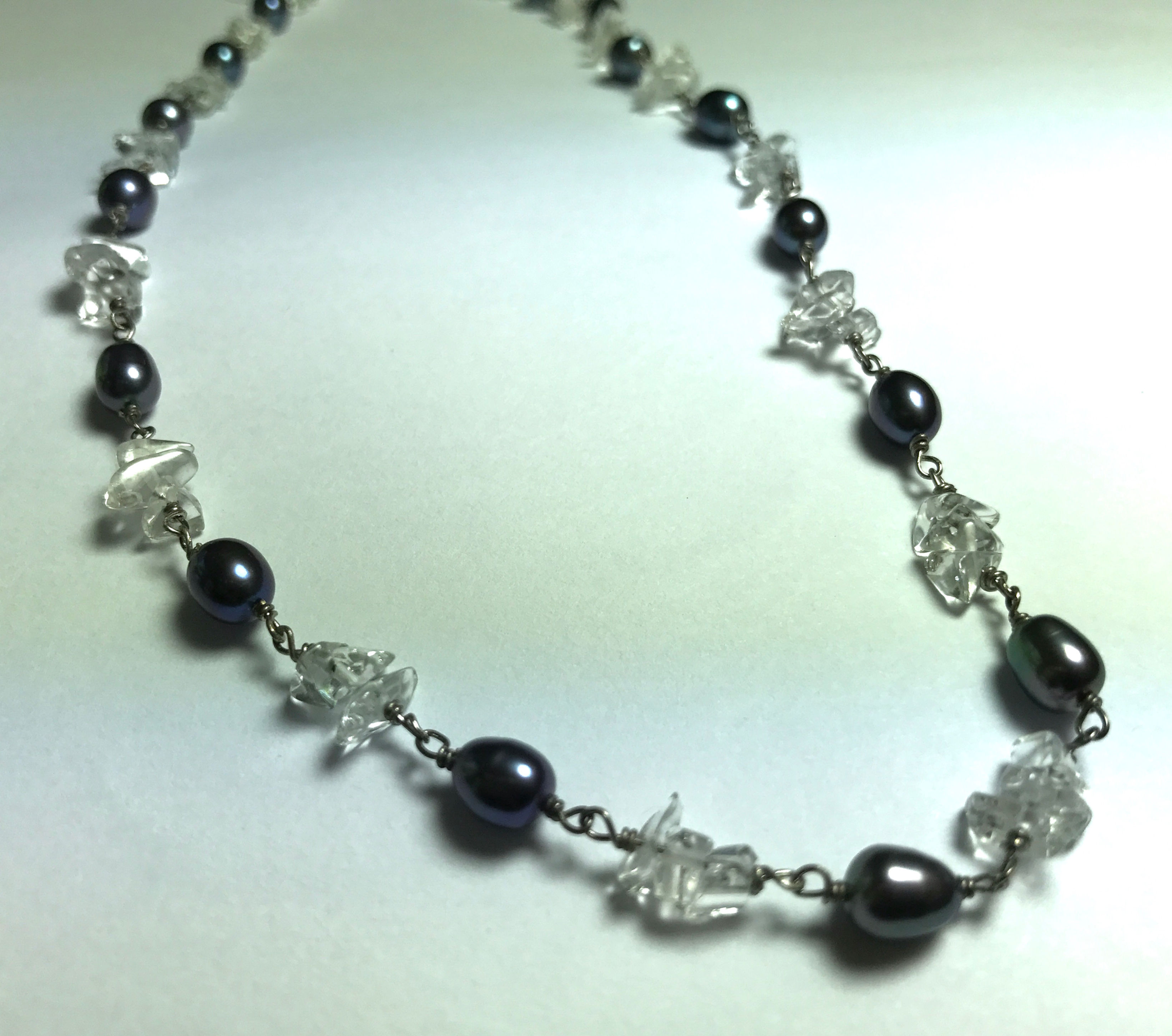 Black Peacock Pearl - Quartz Necklace