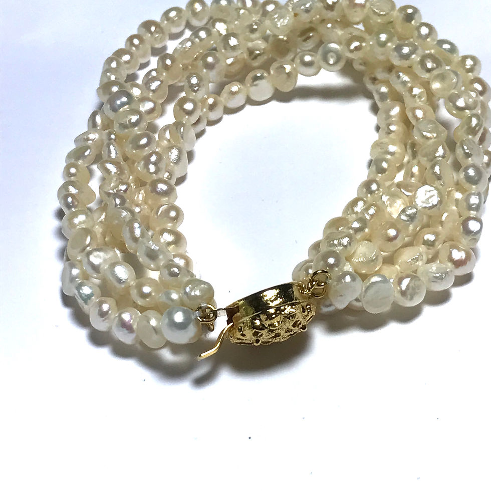 Thumbnail: 5 Strand Cultured White Freshwater Pearl Bracelet