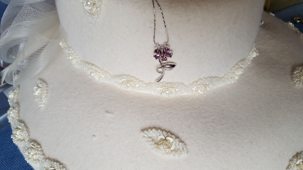 Thumbnail: Rhodolite Garnet Flower Sterling Silver Pendant Necklace