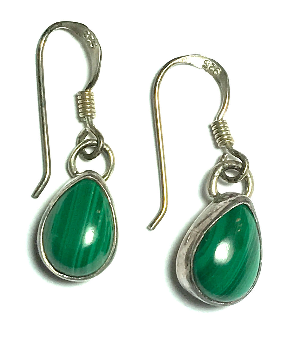 Thumbnail: American Indian Made Malacite  Sterling Silver Earrings