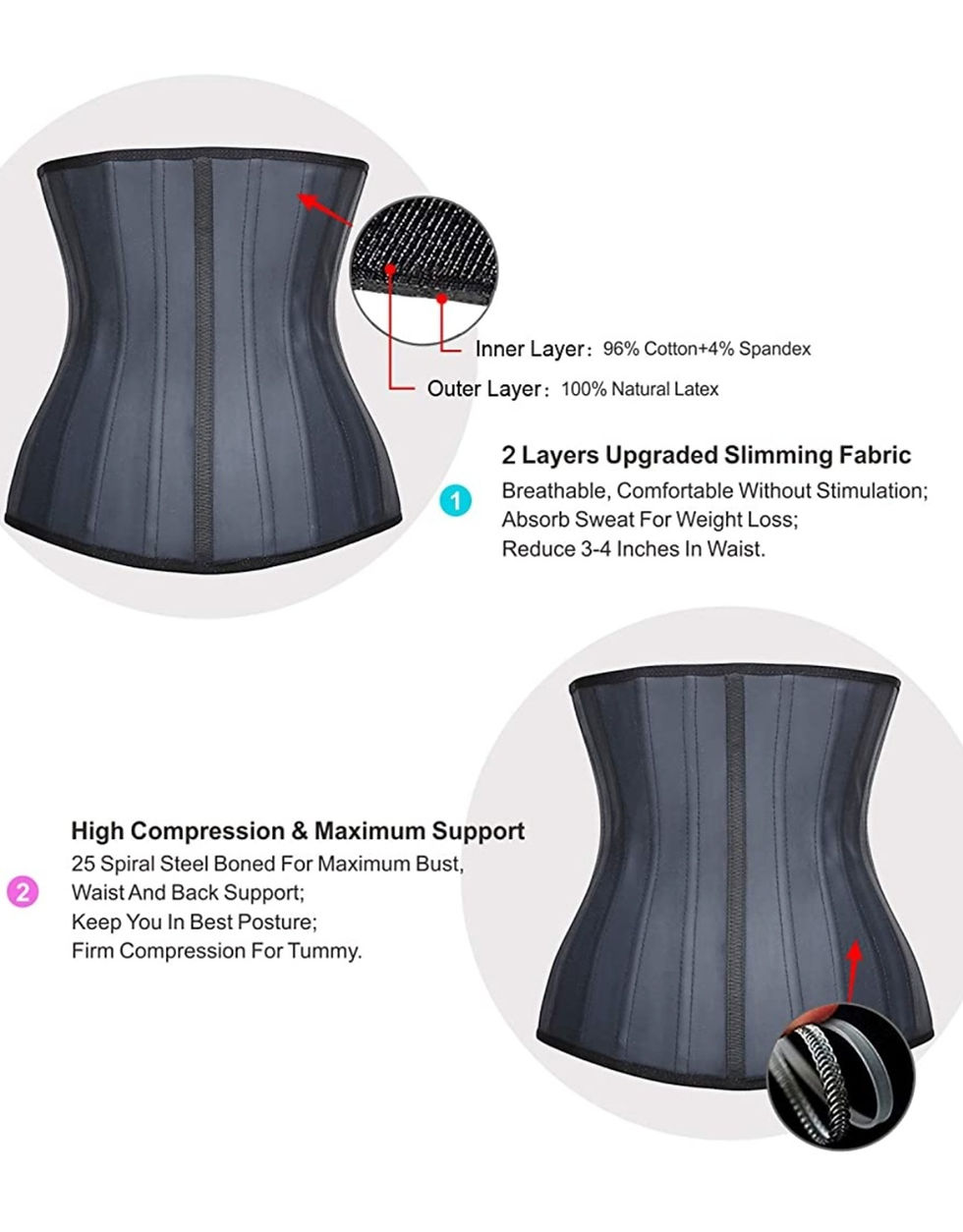 Thumbnail: Steel Boned Latex Waist Trainer 