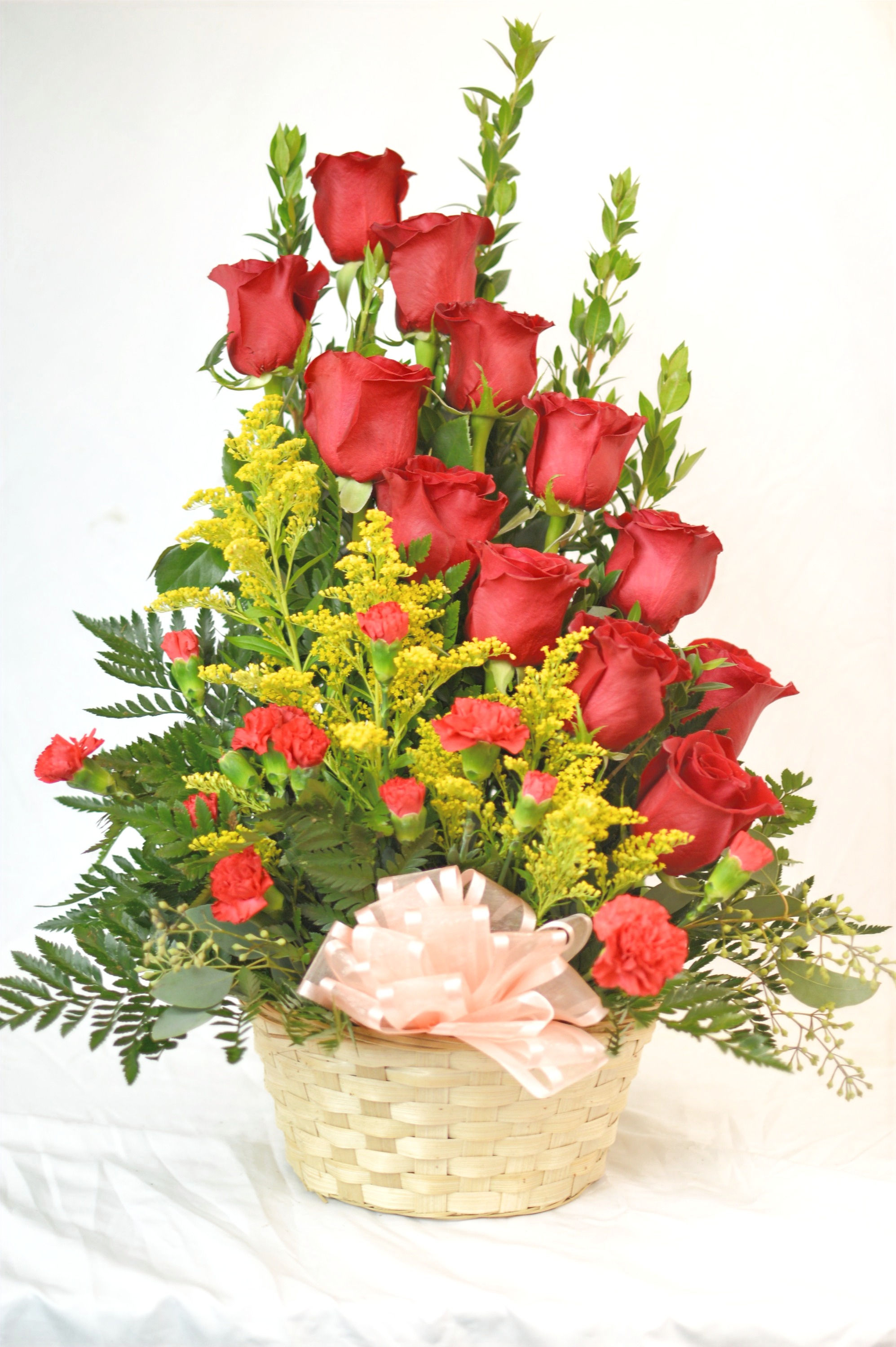 5. Dozen Roses Two Row Basket