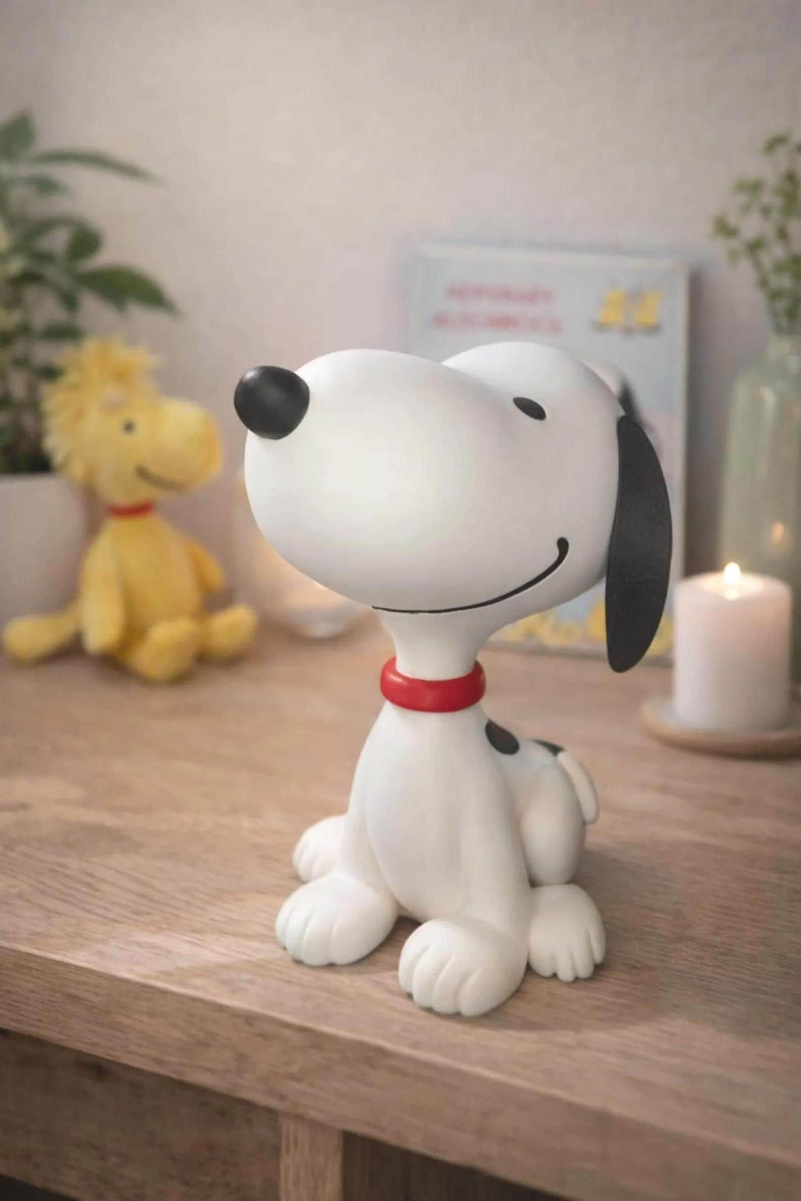 Fan-Inspired White Dog Yellow Bird Figure Set, 3D Printed Cartoon Desk Decor, No