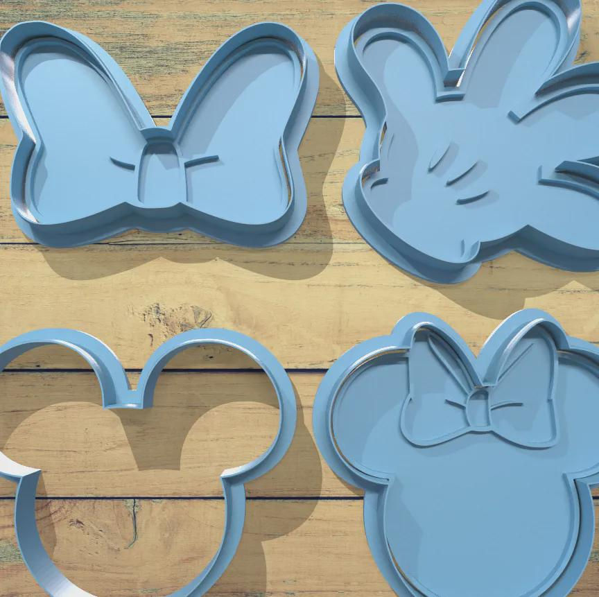 Mouse Character Cookie Cutter Set | 3D Printed Baking Fondant Biscuit Tool