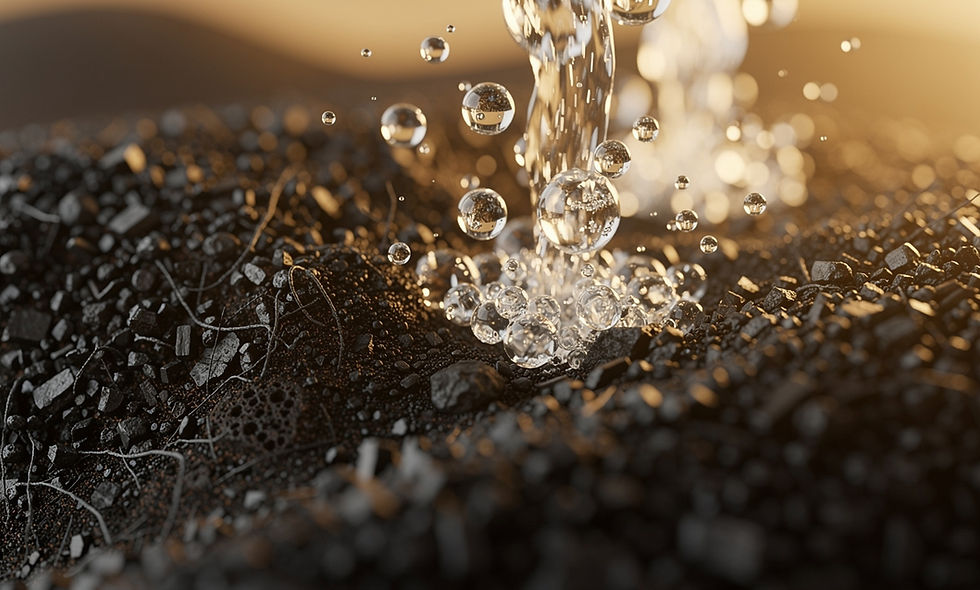 Macro view of granular activated carbon filter media for PFAS