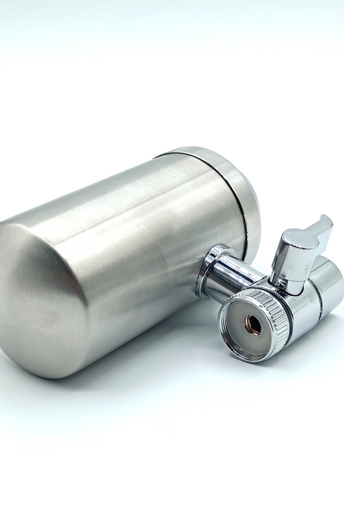 Tap water filter in stainless steel with ultramembrane for drinking water free from bacteria and chlorine