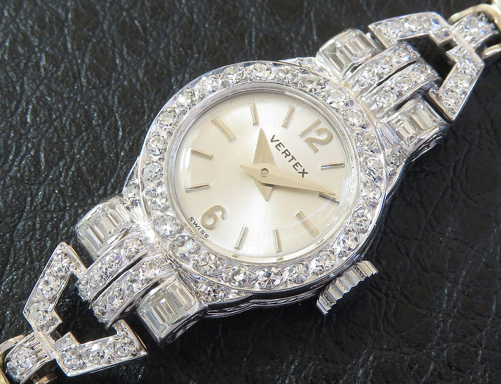 Thumbnail: Platinum and Diamond Art Deco Cocktail Watch by Vertex c1954
