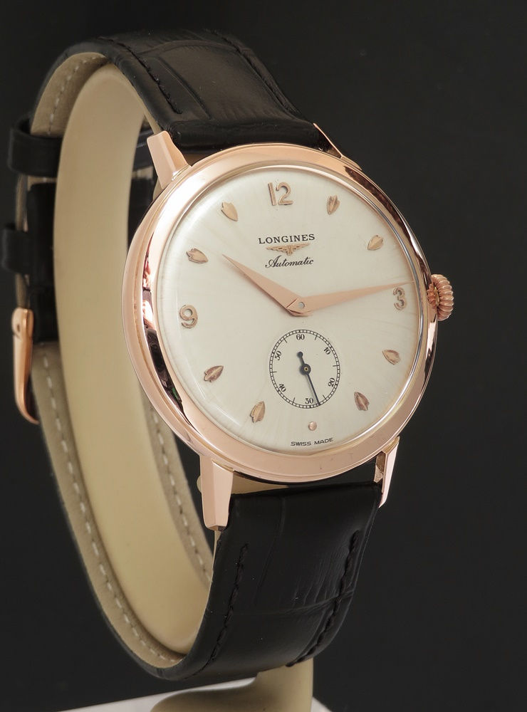 Thumbnail: Very rare 1951 oversize Longines automatic in solid 18ct rose gold