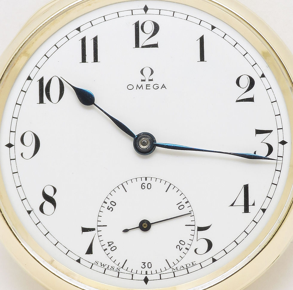 Thumbnail: Museum Quality Solid 9ct Gold Omega Pocket Watch  With Box 1941  .