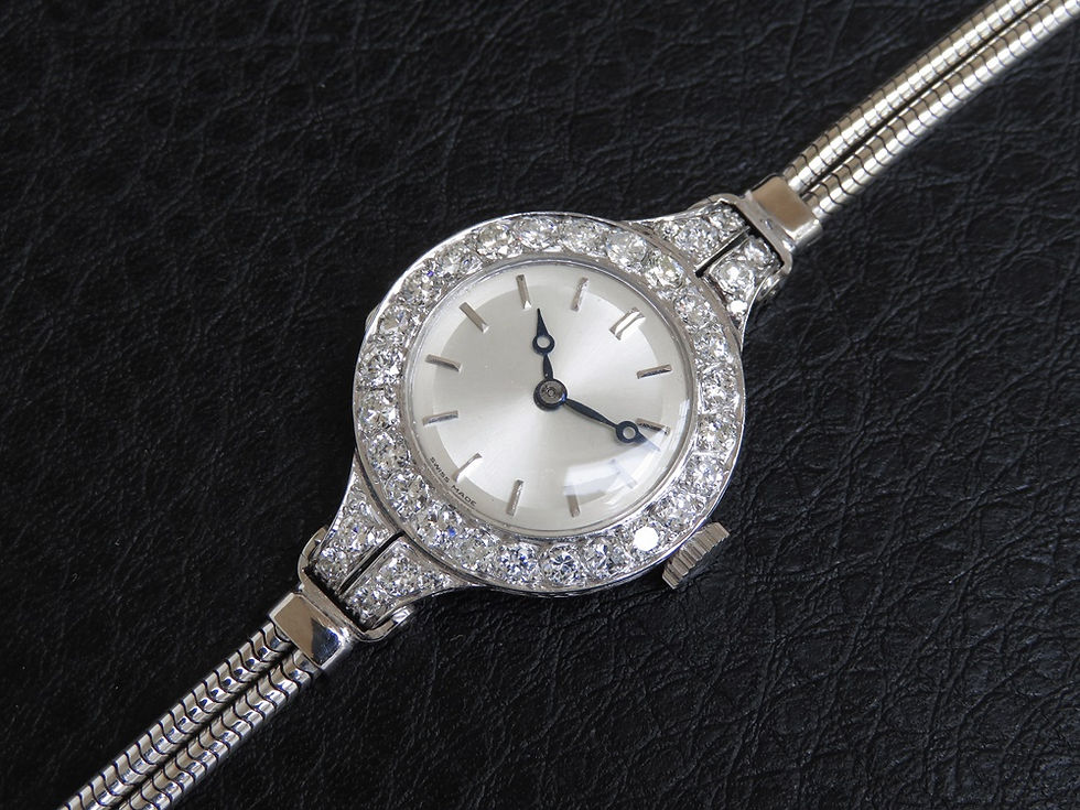 Thumbnail: Platinum and Diamond Ladies Cocktail Watch by Vertex c1954