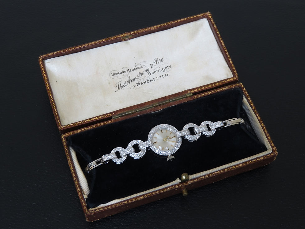 Thumbnail: Omega Platinum and Diamond Ladies Cocktail Watch c1950