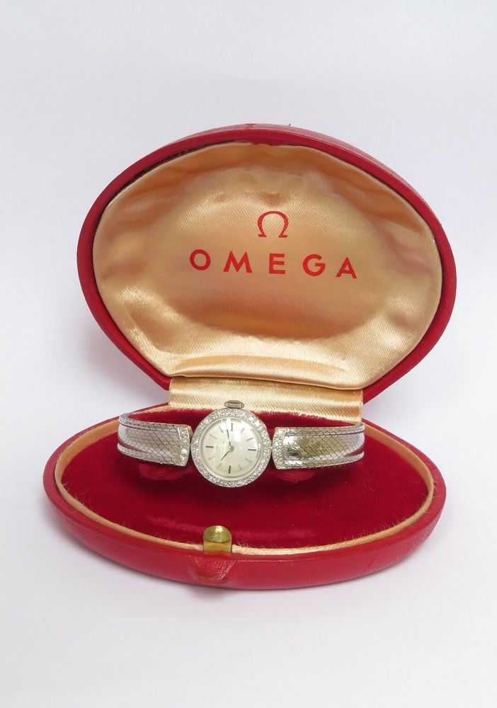 Thumbnail: Stunning Solid 18ct White Gold and Diamond Omega Ladies Watch c1964