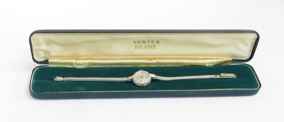 Thumbnail: Solid 18ct White Gold and Diamond Vertex Revue Ladies Cocktail Watch c1967