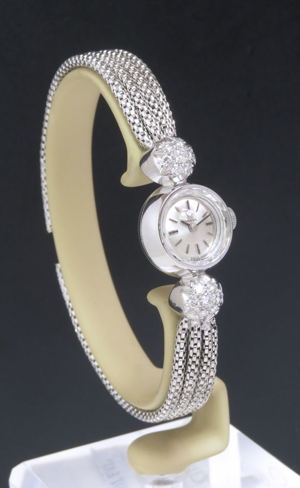 Thumbnail: Mint With Original Box Omega Solid 18ct White Gold Diamond Watch c1962