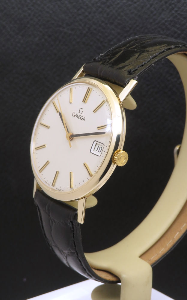 Thumbnail: Mint All Original Solid 9ct Gold Omega 1030, Box, Papers, Buckle 1978