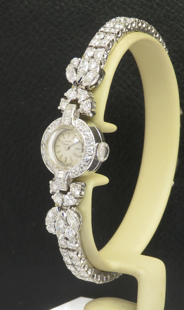 Thumbnail: Very Rare Longines 18ct White Gold and Diamond Ladies Cocktail Watch c1953