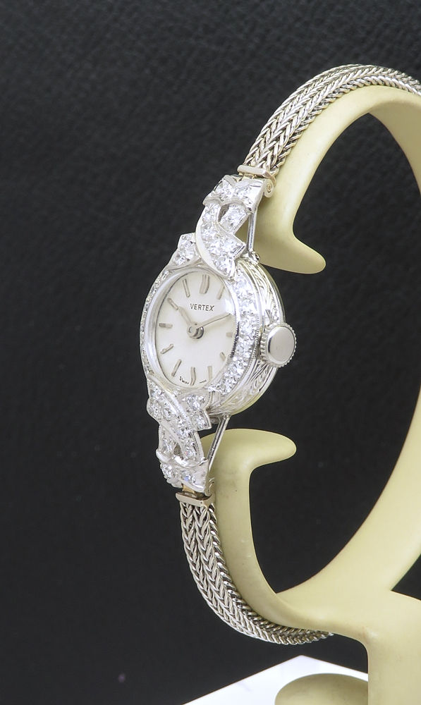 Thumbnail: Superb Platinum and Diamond Ladies Cocktail Watch by Vertex c1965