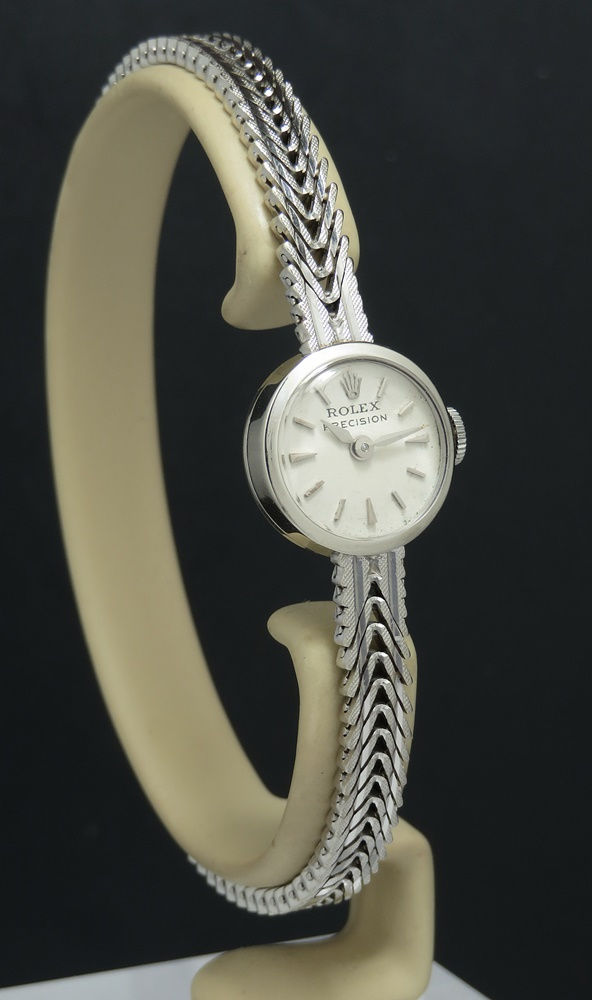 Thumbnail: Solid 9ct White Gold Rolex Precision Cocktail Watch c1963