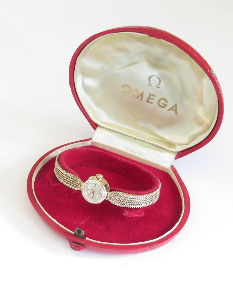 Thumbnail: Mint All Original Solid 9ct Gold Omega Sapphette Ladies Watch From 1961