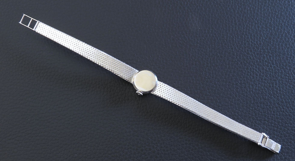 Thumbnail: Mint with box Solid 9ct White Gold Rolex Precision Ladies Watch c1968