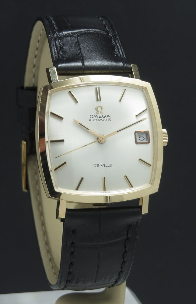 Thumbnail: Very Rare Original Solid 18ct Gold Omega De Ville Automatic Cushion Case c1967