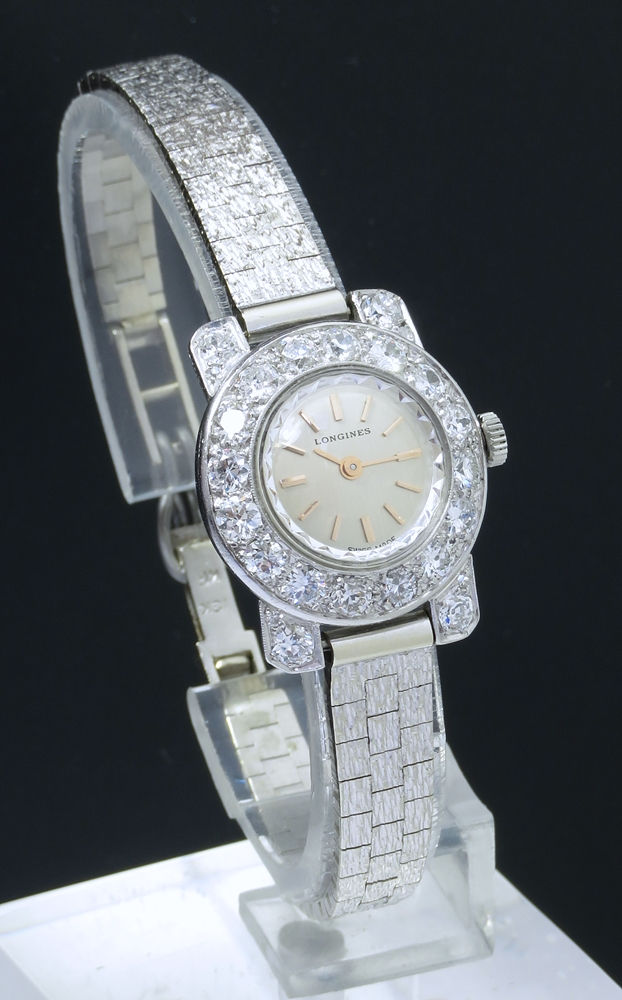 Thumbnail: Longines PLatinum and Diamond Art Deco 1950
