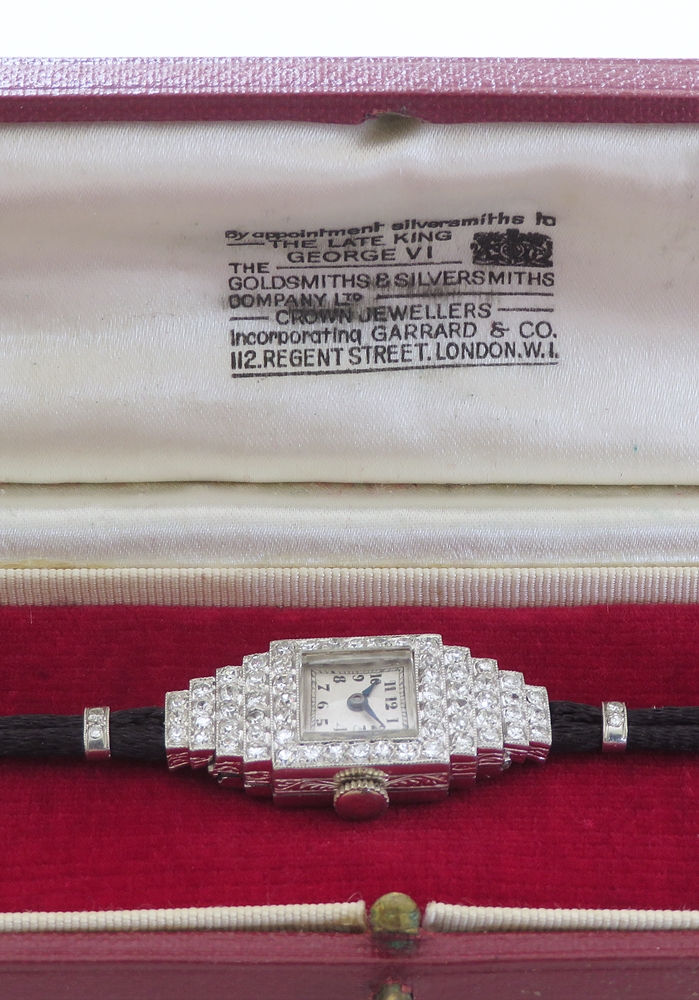 Thumbnail: Stunning Platinum Diamond Ladies Art Deco Cocktail Watch Vertex c1950