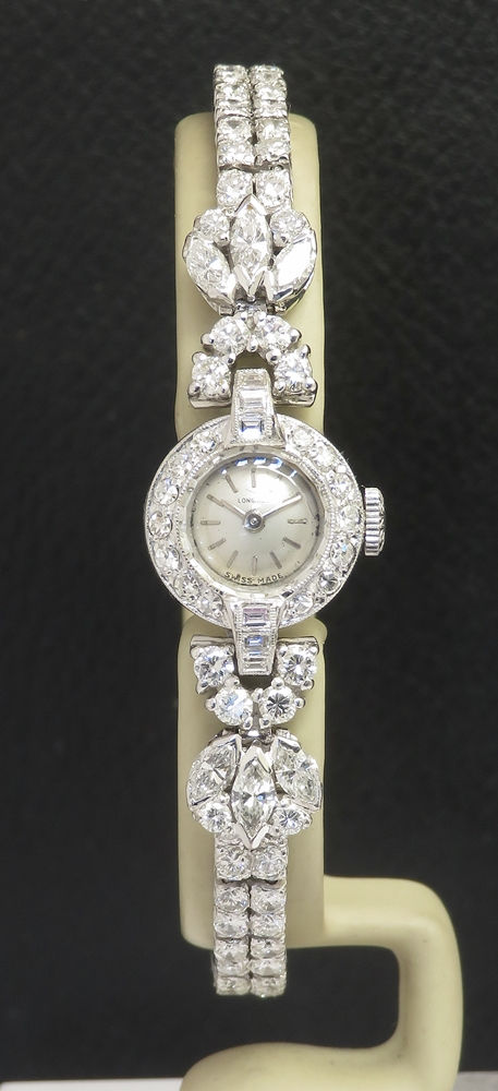 Thumbnail: Very Rare Longines 18ct White Gold and Diamond Ladies Cocktail Watch c1953