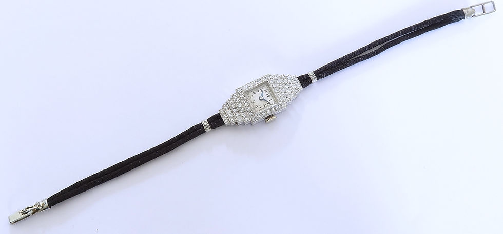 Thumbnail: Stunning Platinum Diamond Ladies Art Deco Cocktail Watch Vertex c1950