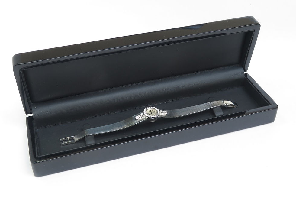Thumbnail: Beautiful Solid 18ct White Gold and Diamonds Omega Backwinder  Watch c1966