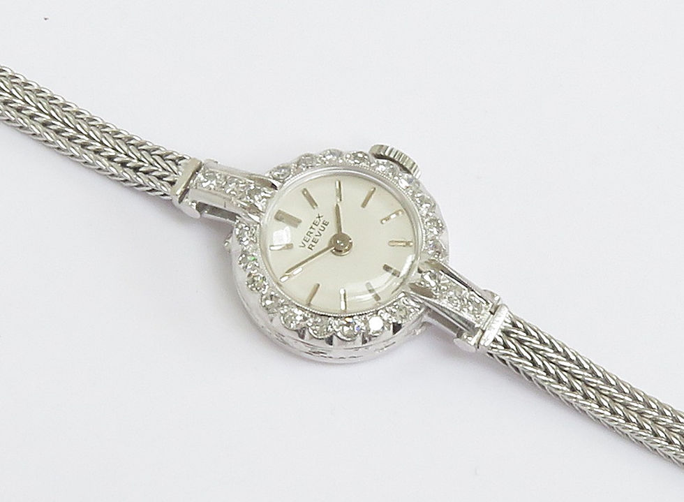 Thumbnail: Solid 18ct White Gold and Diamond Vertex Revue Ladies Cocktail Watch c1967