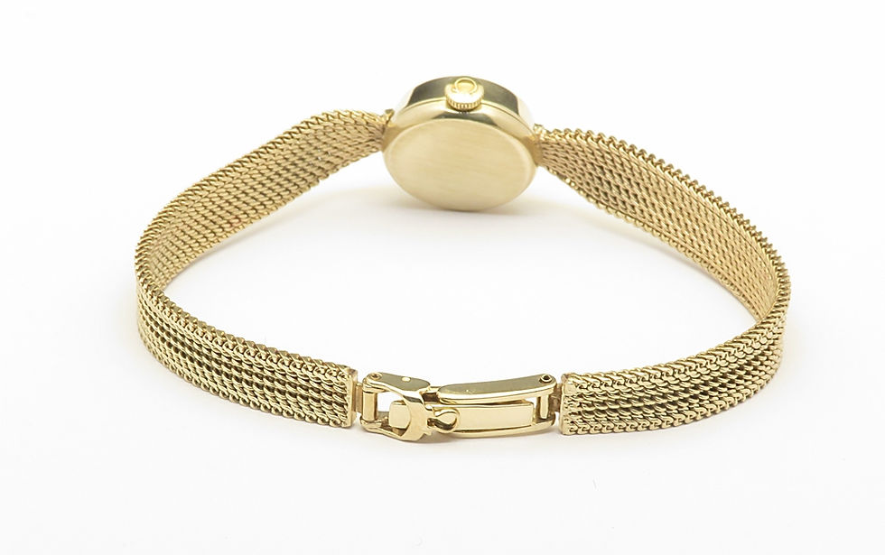 Thumbnail: Mint All Original Solid 9ct Gold Omega Sapphette Ladies Watch From 1961