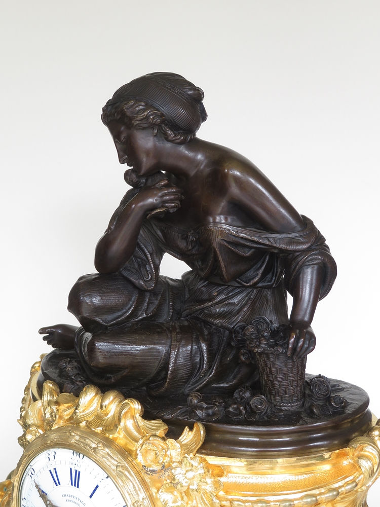 Thumbnail: Superb Bronze and Ormolu Gilt French Clock by Charpentier Paris C1860
