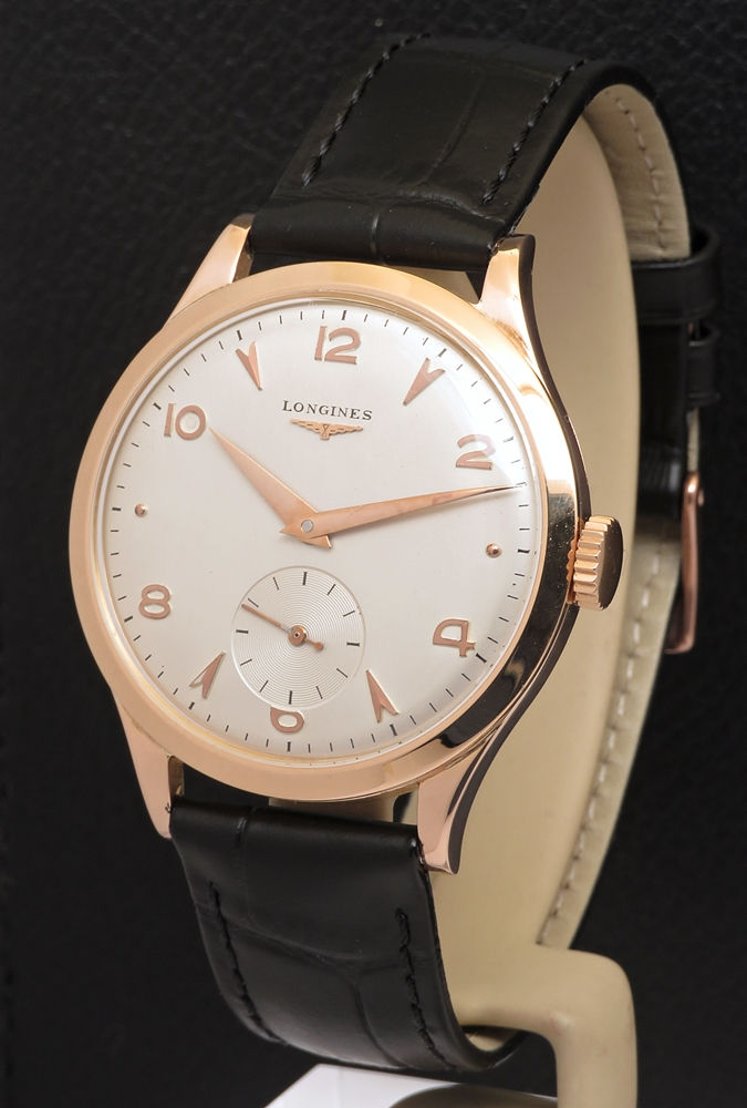 Mint All Original Oversize Solid 18ct Rose Gold Longines Calibre 27 1951