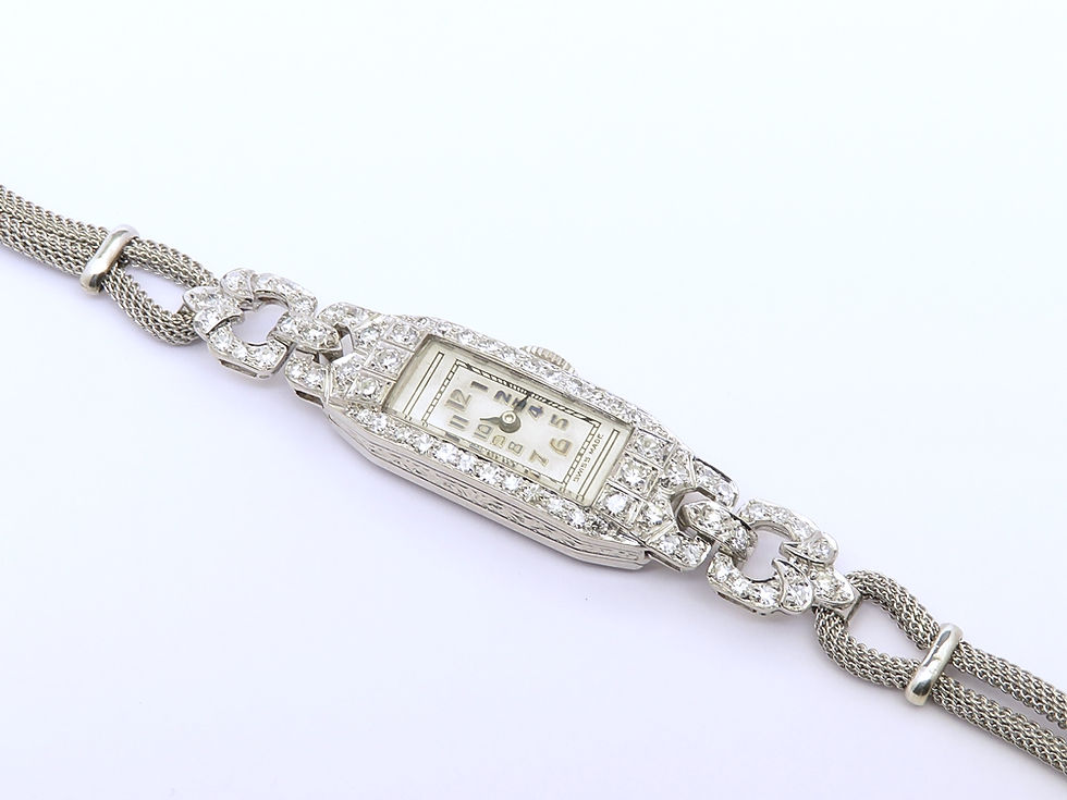 Thumbnail: Beautiful Platinum and Diamond Longines Art Deco Cocktail Watch c1950s