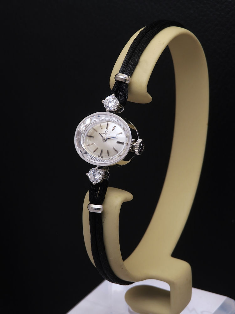 Thumbnail: Beautiful Solid 14ct White Gold and Diamond Omega Ladies Cocktail Watch c1966