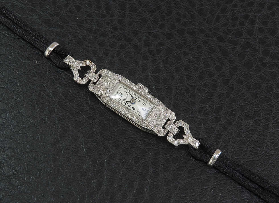 Thumbnail: Lovely Longines Platinum and Diamond Ladies Cocktail Watch c1950