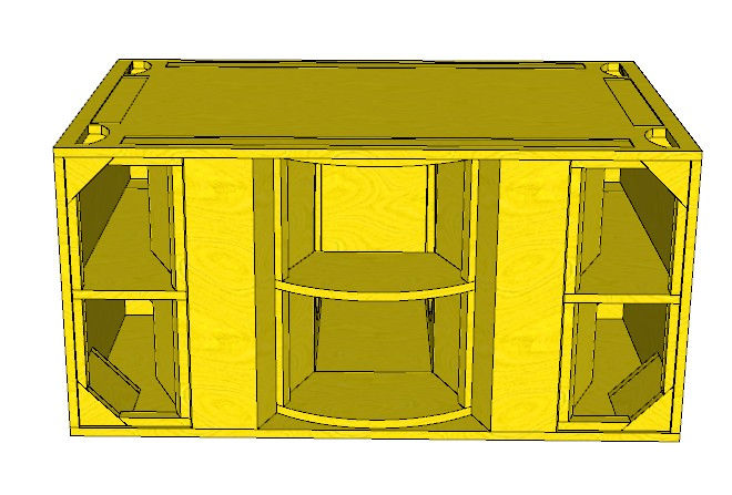 Miniatura: Projeto Caixa De Som Profissional Manifolded Band Pass Horn Túnel Canhão 006