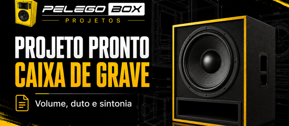 Projeto pronto de caixa de grave com volume, duto e sintonia