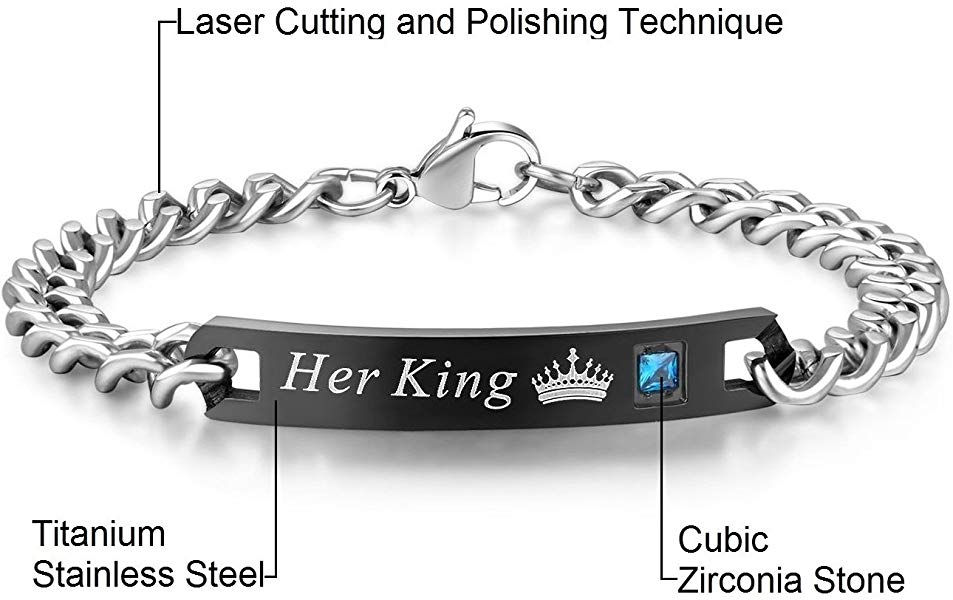 Thumbnail: His Queen, Her King Matching Bracelets