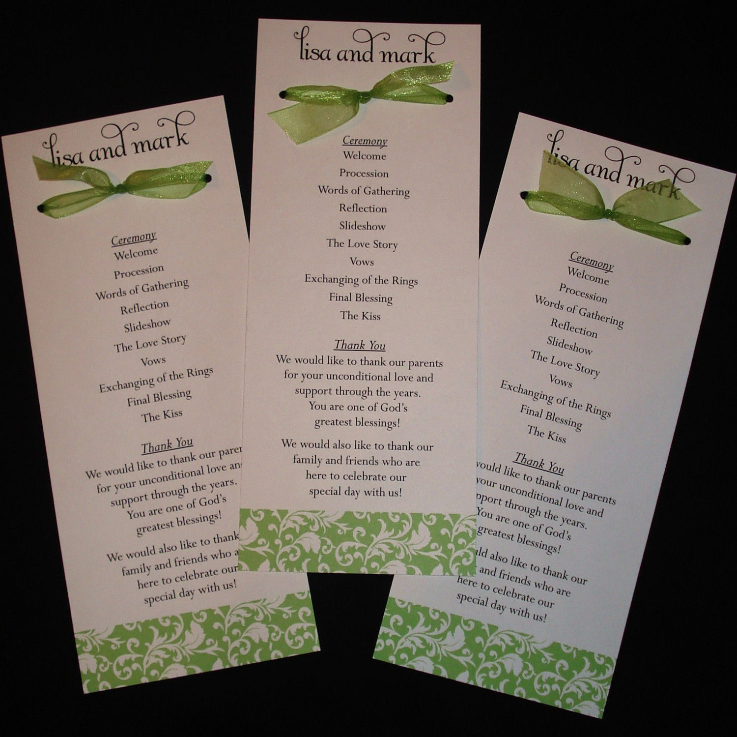 Bookmark Wedding Programs