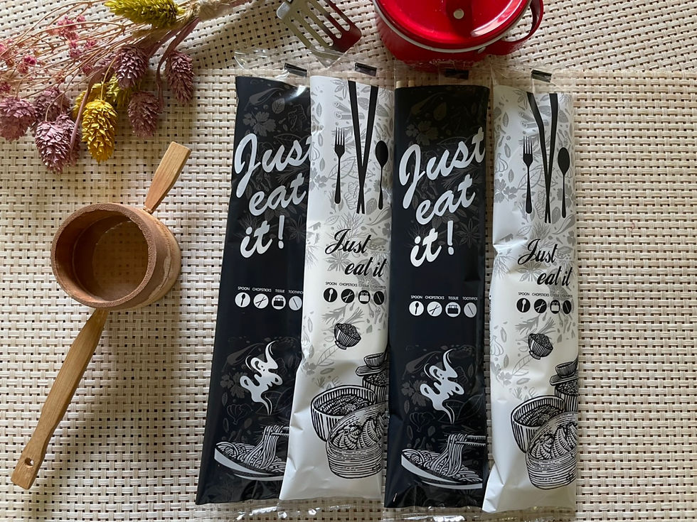 縮圖：一次性,免洗,多件式餐具組-黑白共饗