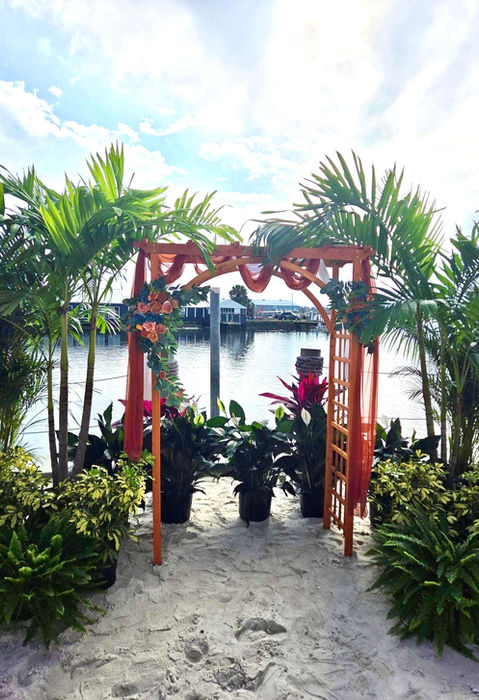 plant arrangement at a wedding ceremony