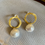 Thumbnail: Textured Gold n Pearl Earrings