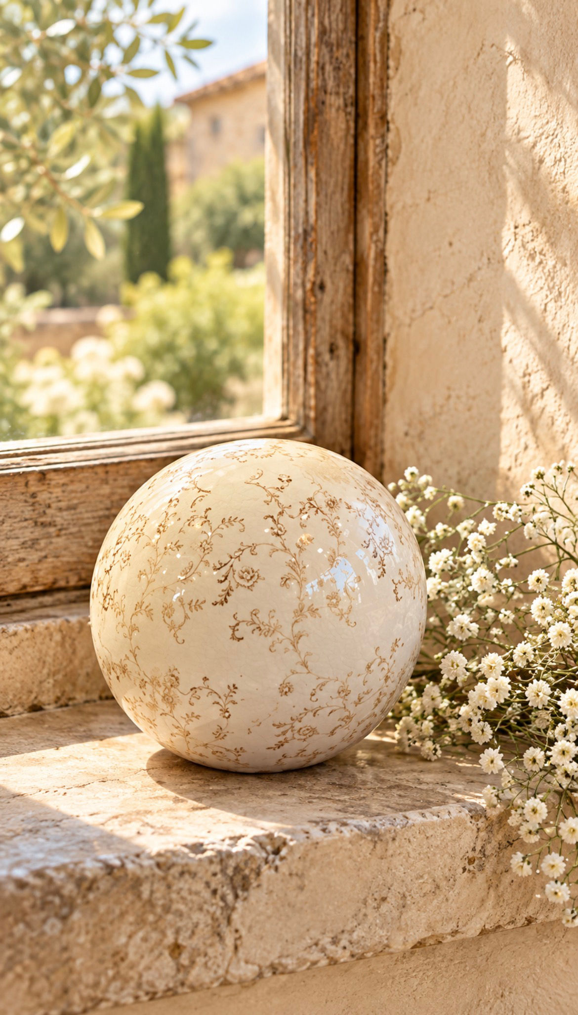 BOULE DÉCORATIVE MOTIF BEIGE